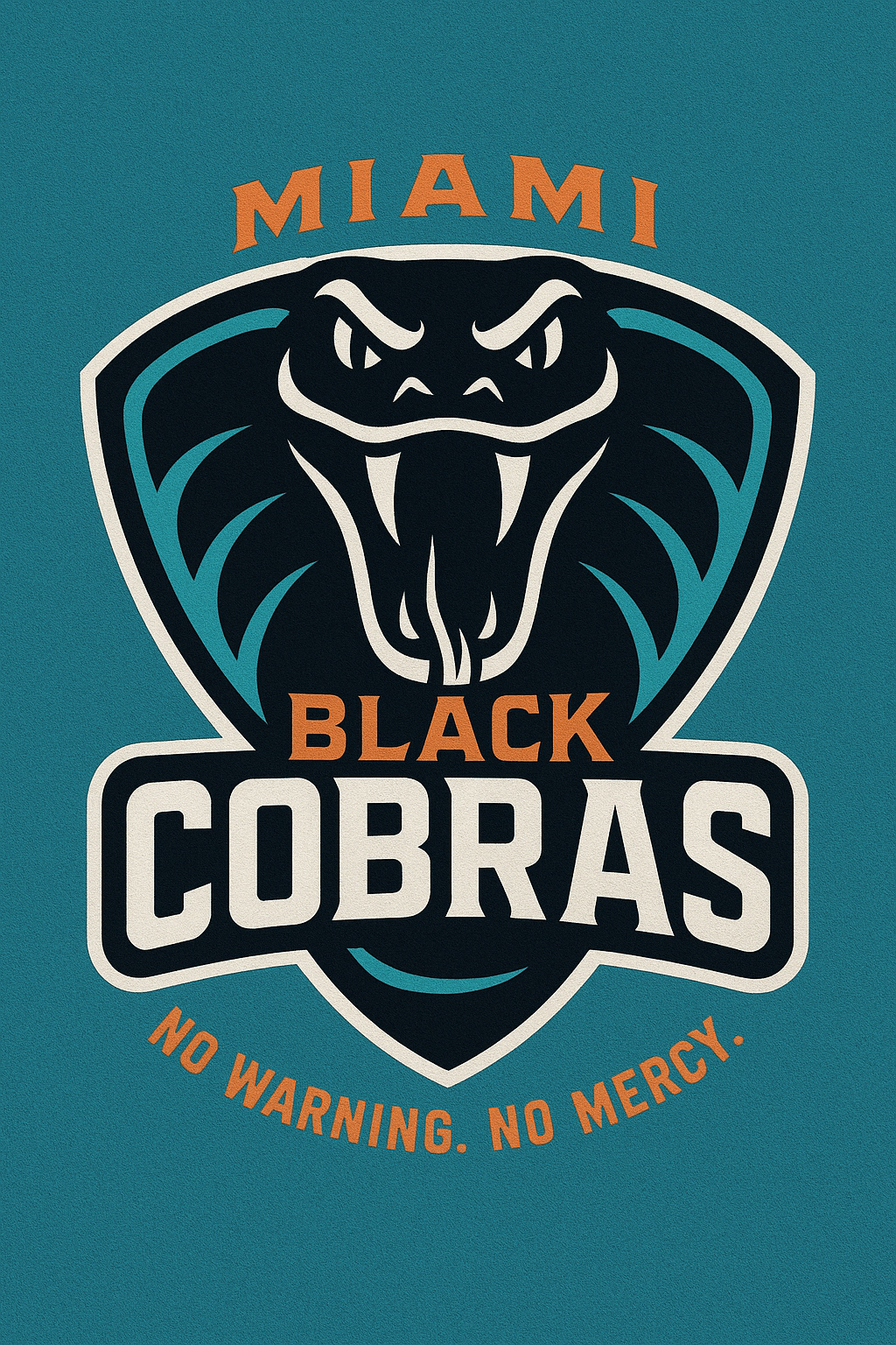 The official Miami Black Cobras logo featuring the fierce cobra head and team slogan.